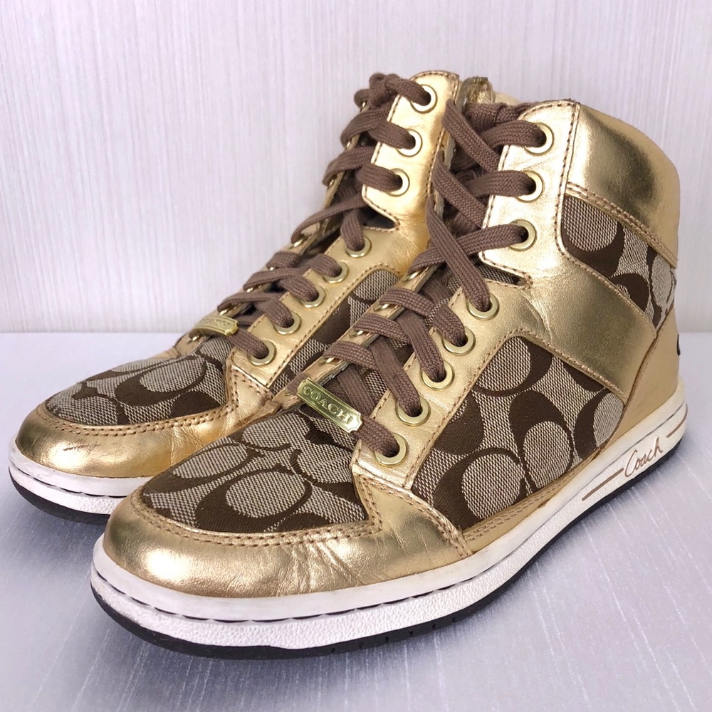 Coach Norra High Top Sneakers Gold Size 6